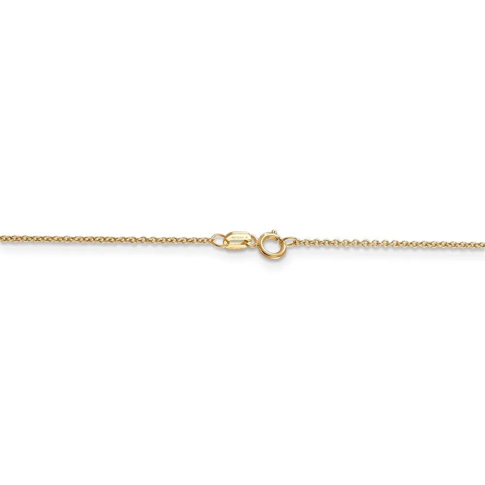 14k Yellow Gold Satin & Diamond Cut Awareness Ribbon Necklace