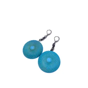 Aqua Matte Pinwheel Earrings