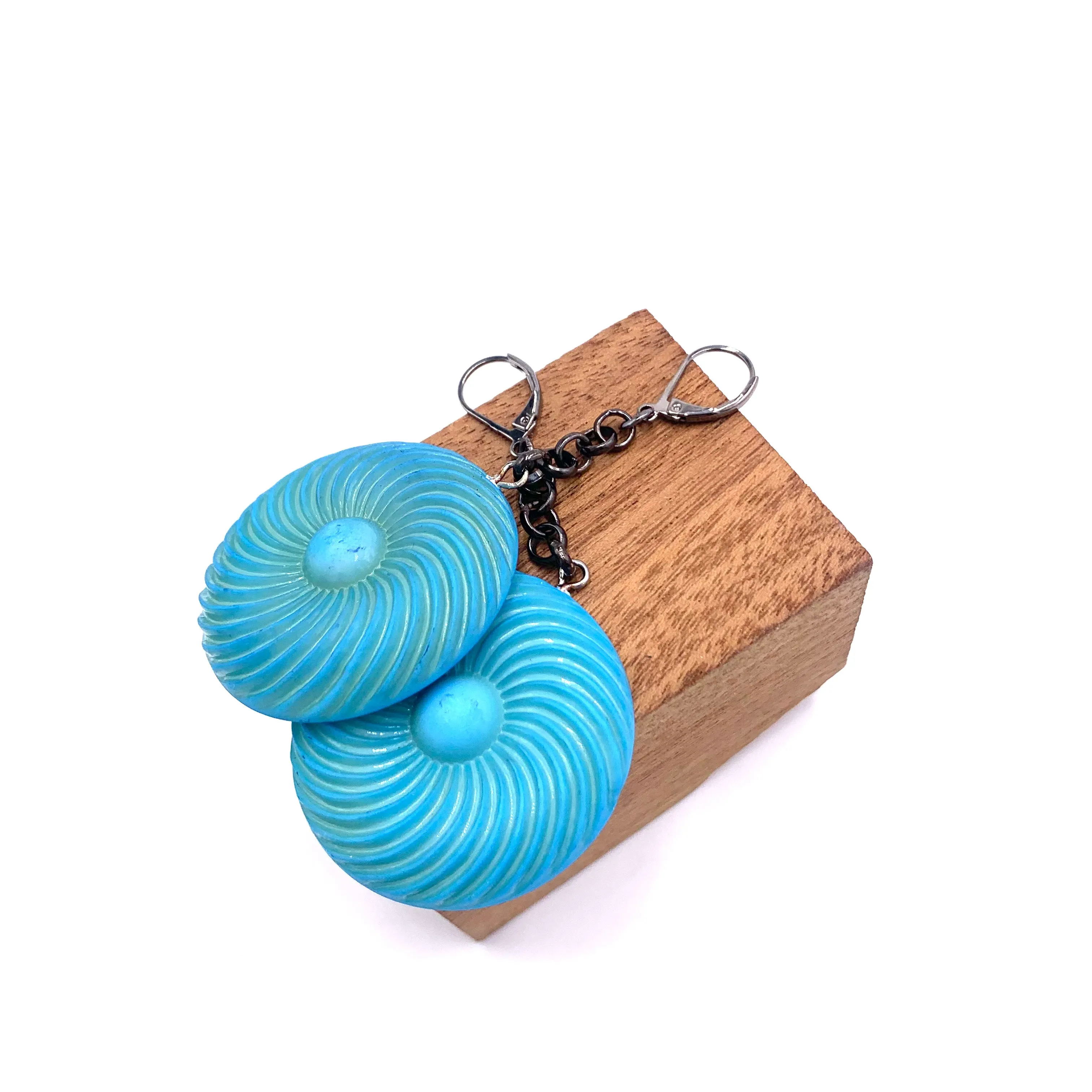 Aqua Matte Pinwheel Earrings