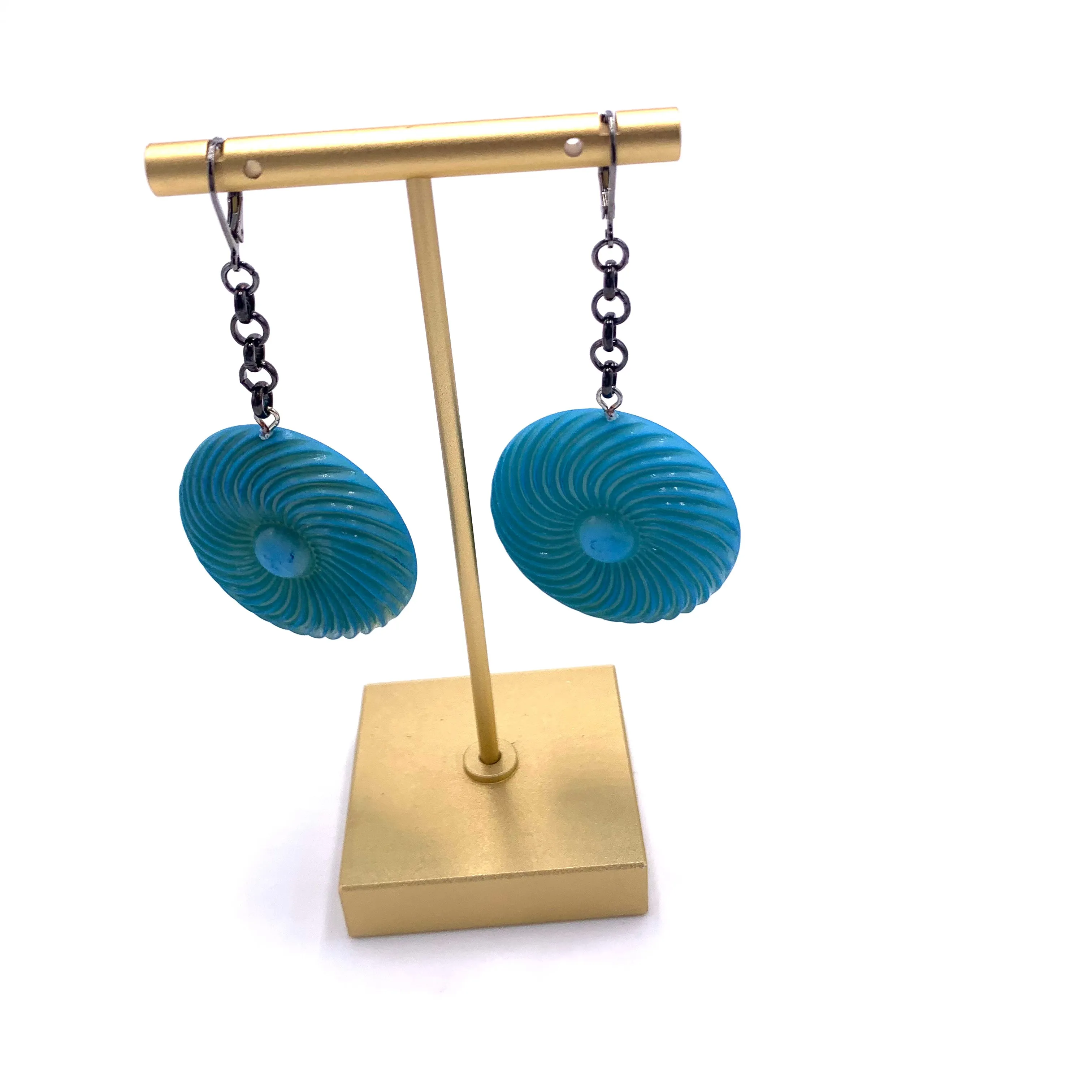 Aqua Matte Pinwheel Earrings