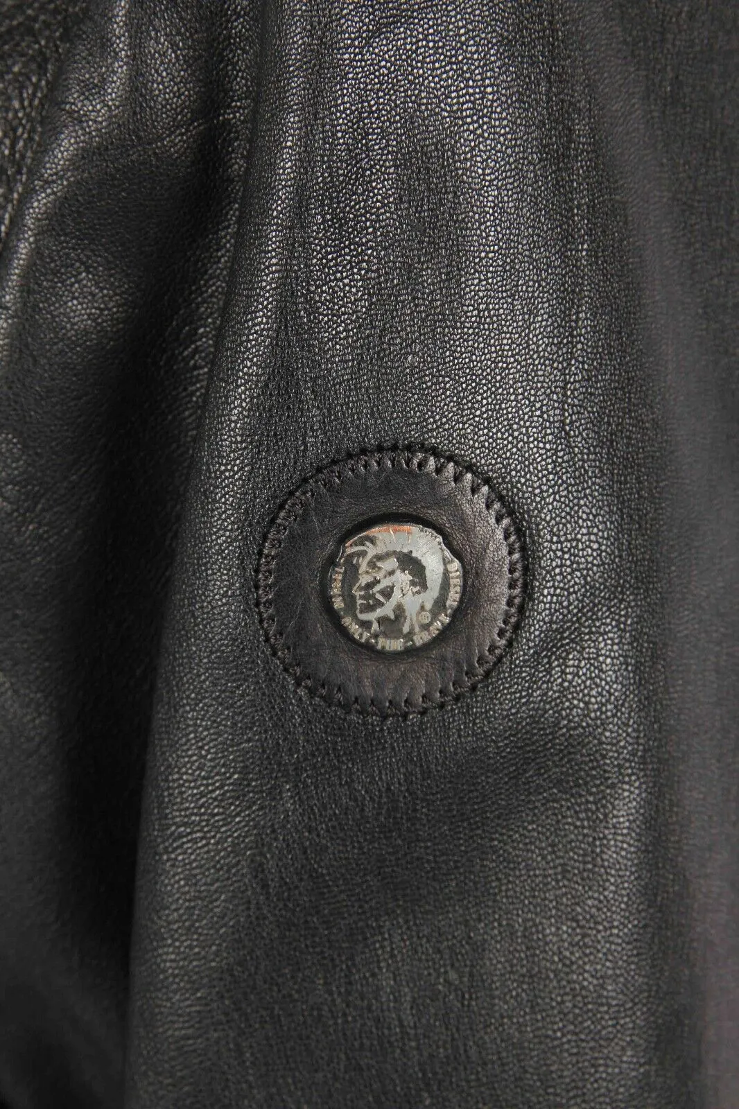 Authentic Diesel Mens Black Goatskin Leather Jacket Size L - Pepper Tree London