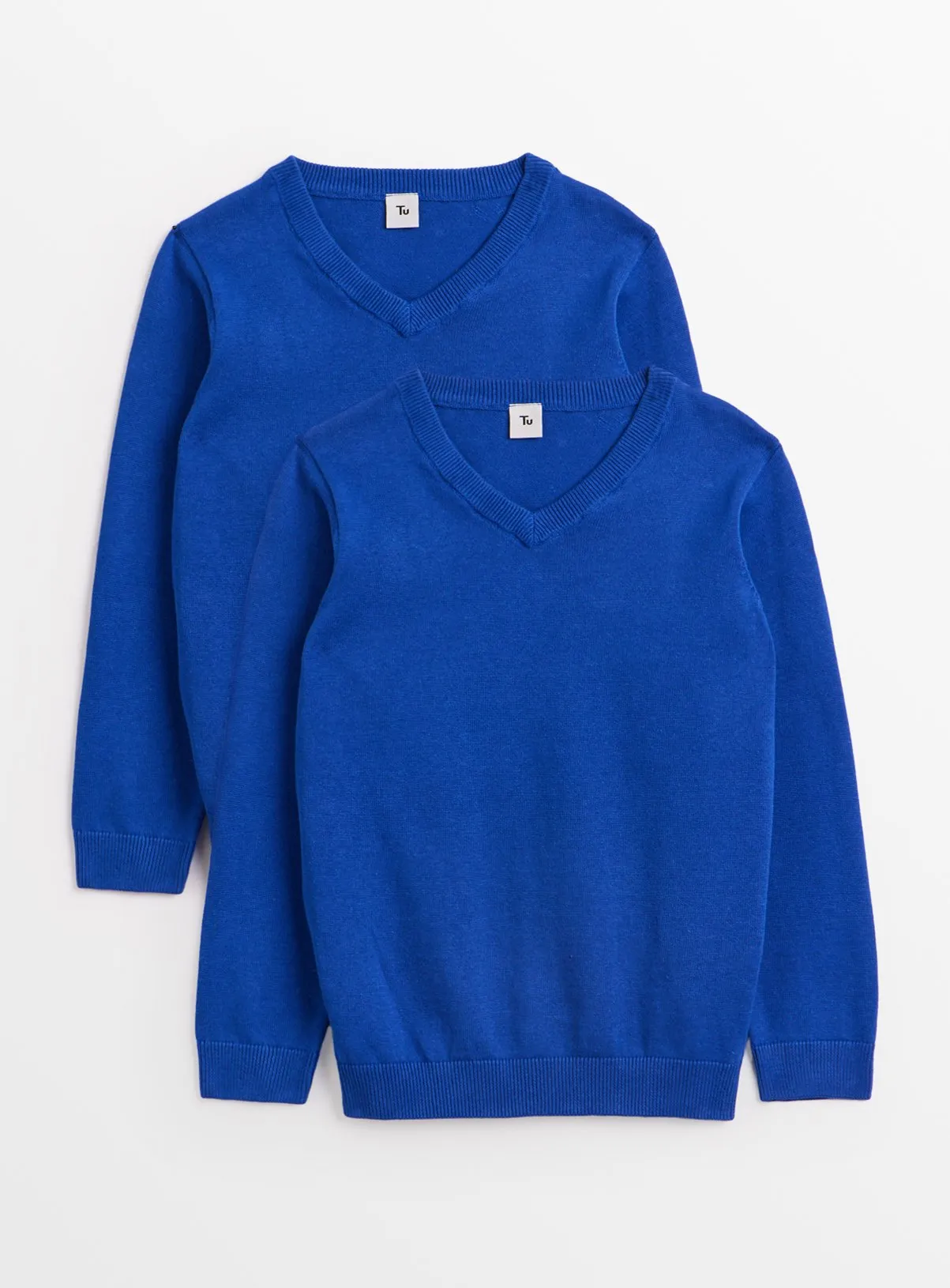 Buy Blue Unisex V-Neck Jumpers 2 Pack 12 years | School jumpers and sweatshirts | Tu