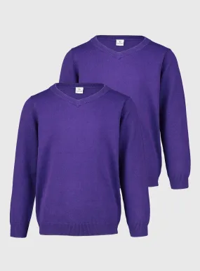 Buy Purple V-Neck Jumpers 2 Pack - 9 years | Jumpers and cardigans | Tu