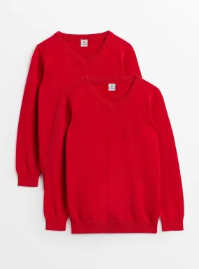 Buy Red Unisex V-Neck Jumpers 2 Pack 3 years | School jumpers and sweatshirts | Tu