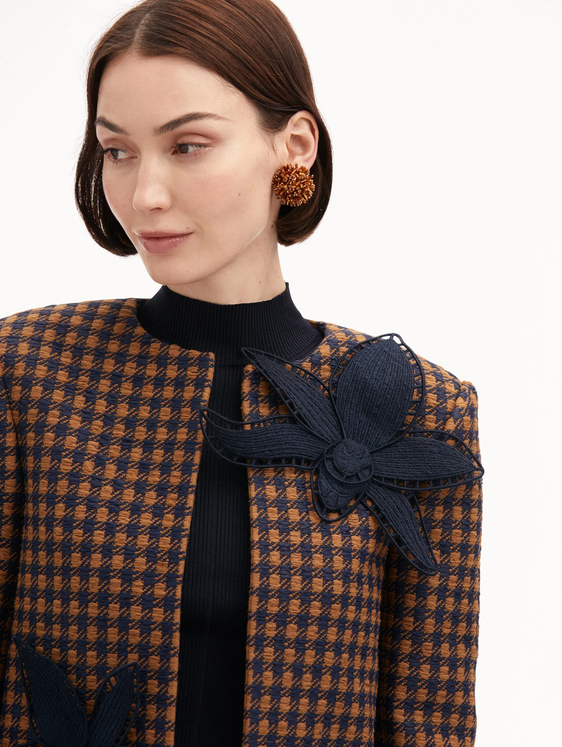 Check Tweed Orchid Embroidered Jacket