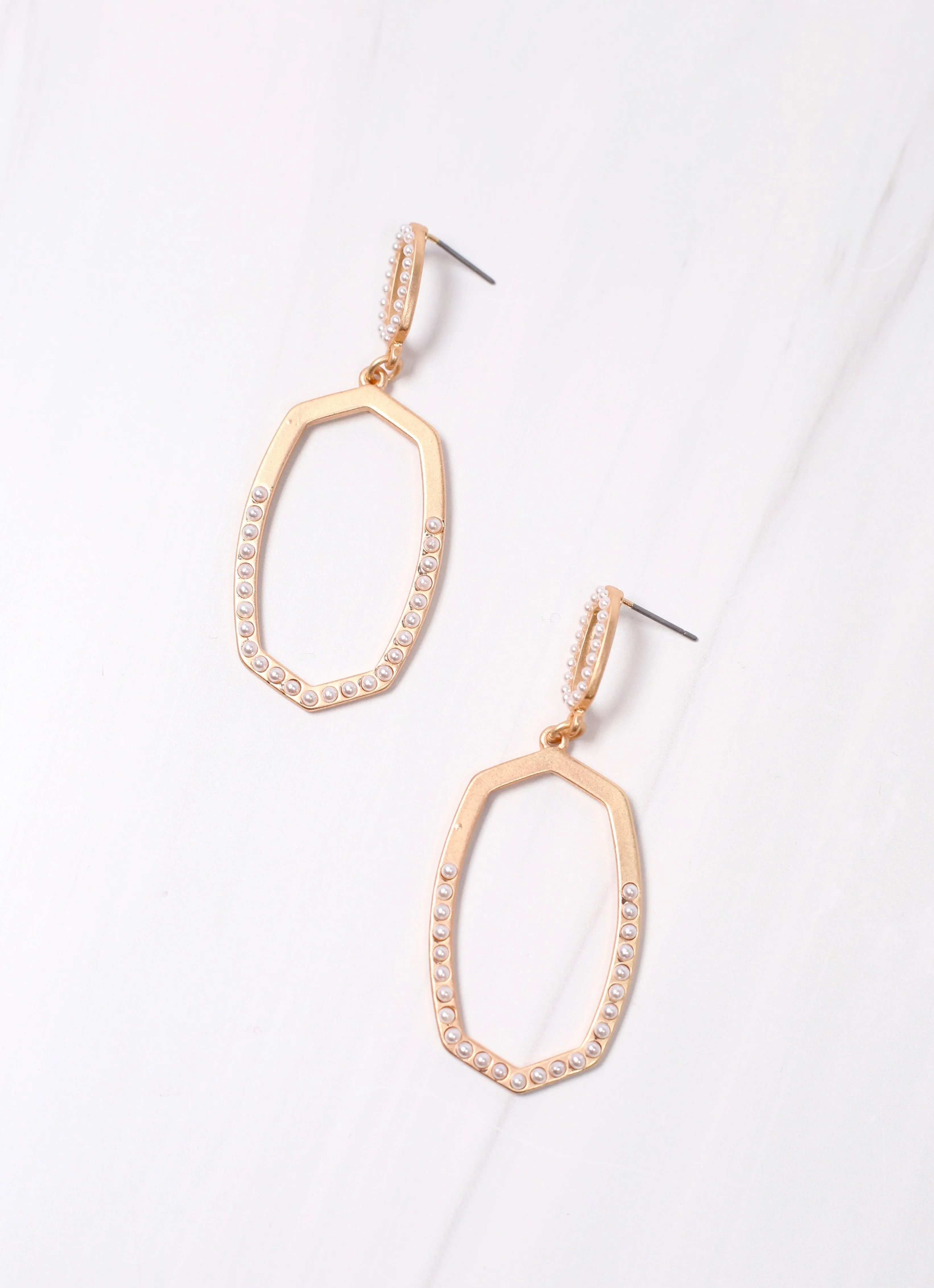 Chevey Pearl Open Drop Earring MATTE GOLD