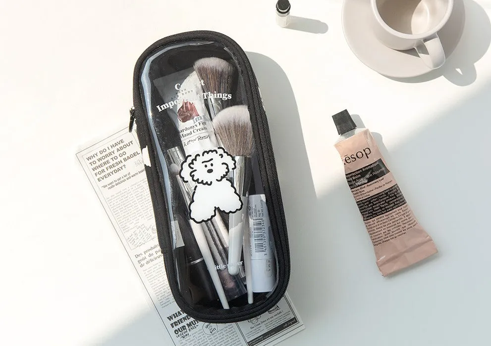 Clear Cute Poodle Puppy Dog Pencase Pencilcases Transparent Stationery Cosmetic Pouch Bag Cotton School Office Gifts Students Te