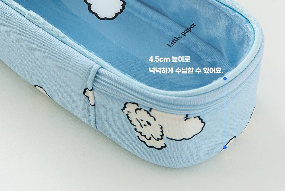 Clear Cute Poodle Puppy Dog Pencase Pencilcases Transparent Stationery Cosmetic Pouch Bag Cotton School Office Gifts Students Te