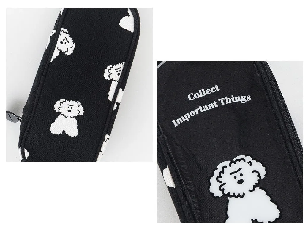 Clear Cute Poodle Puppy Dog Pencase Pencilcases Transparent Stationery Cosmetic Pouch Bag Cotton School Office Gifts Students Te