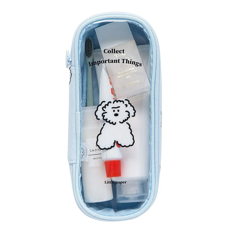 Clear Cute Poodle Puppy Dog Pencase Pencilcases Transparent Stationery Cosmetic Pouch Bag Cotton School Office Gifts Students Te