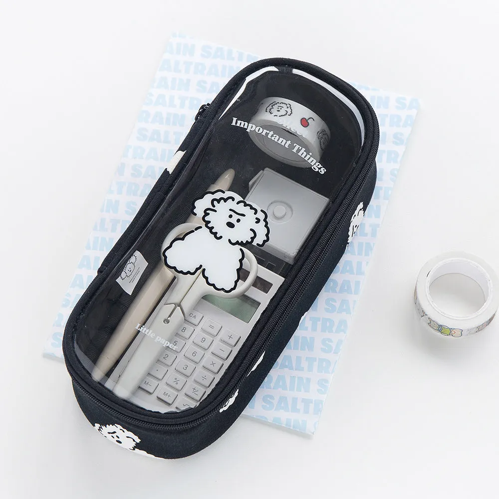 Clear Cute Poodle Puppy Dog Pencase Pencilcases Transparent Stationery Cosmetic Pouch Bag Cotton School Office Gifts Students Te