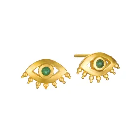 Elevated Consciousness Evil Eye Emerald Earrings