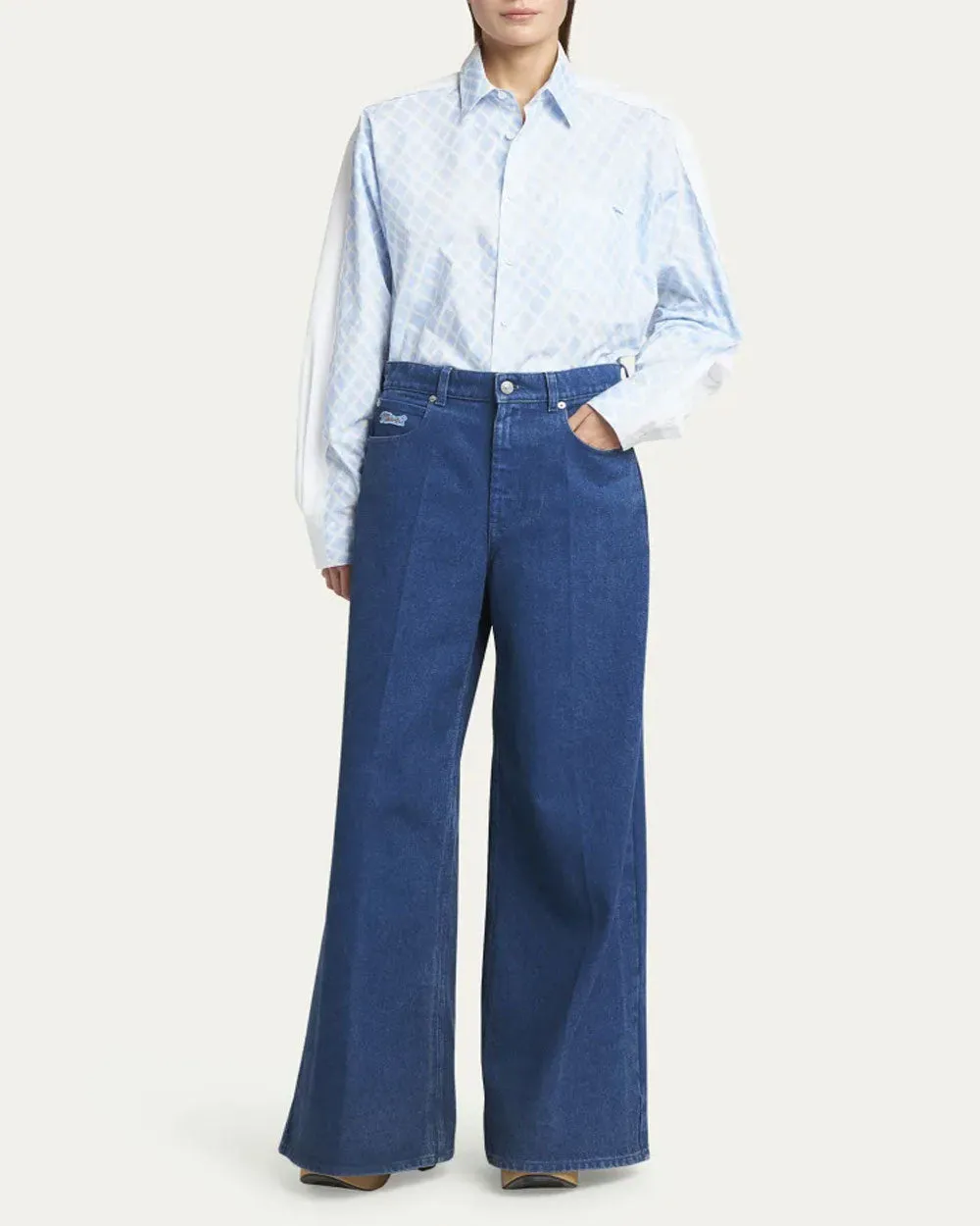 Five Pocket Wide- Leg Denim Jeans