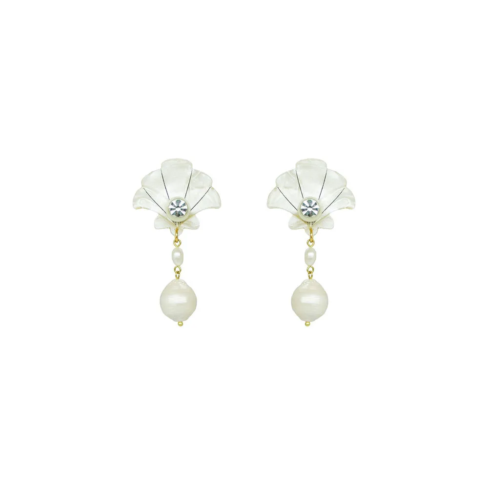 Gissa Bicalho Shell & Pearl Earrings - Clay