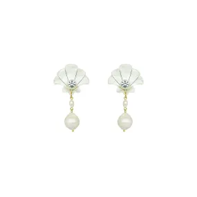 Gissa Bicalho Shell & Pearl Earrings - Clay