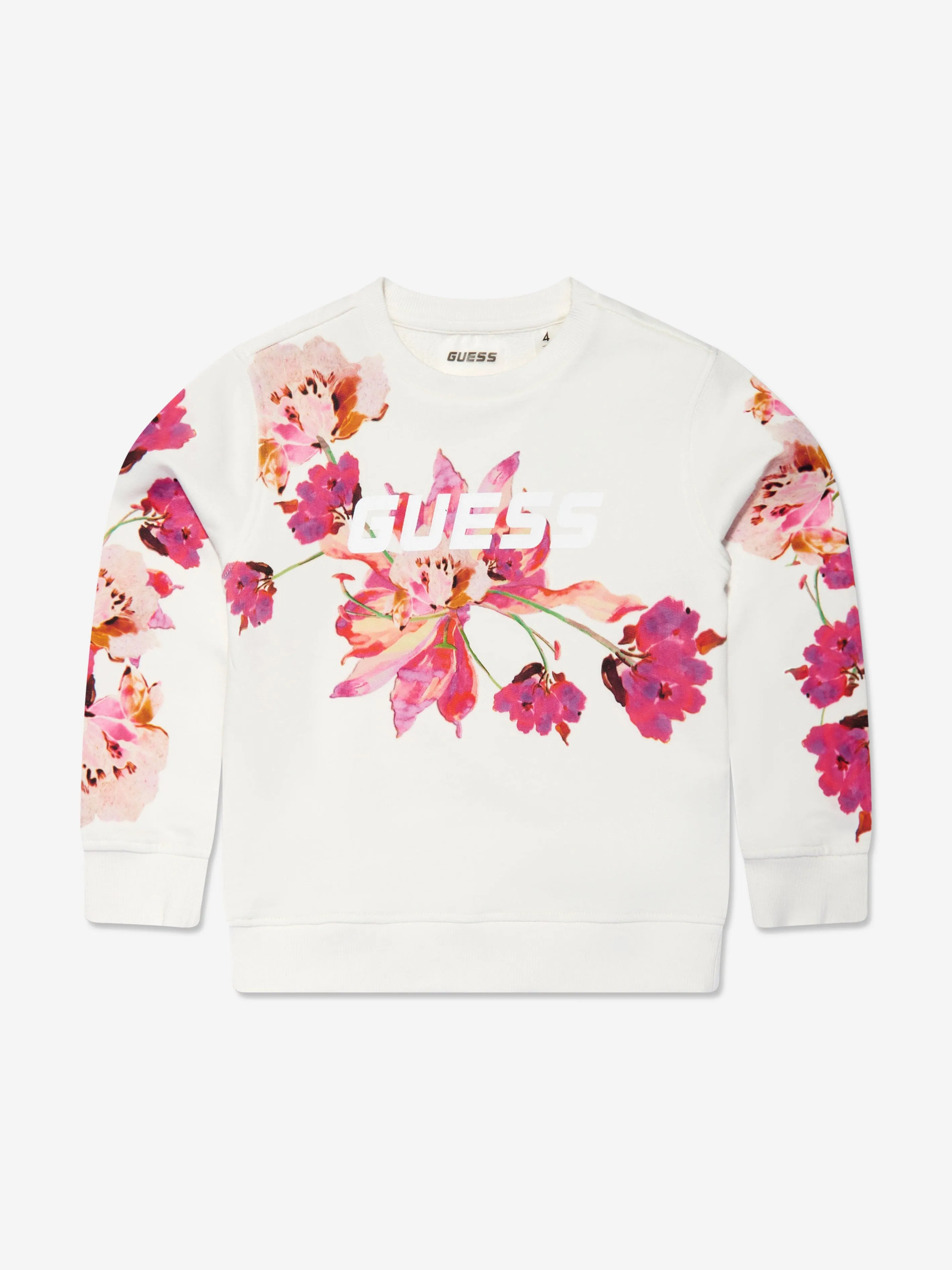 Guess - Girls Floral Sweatshirt in White | Childsplay Clothing