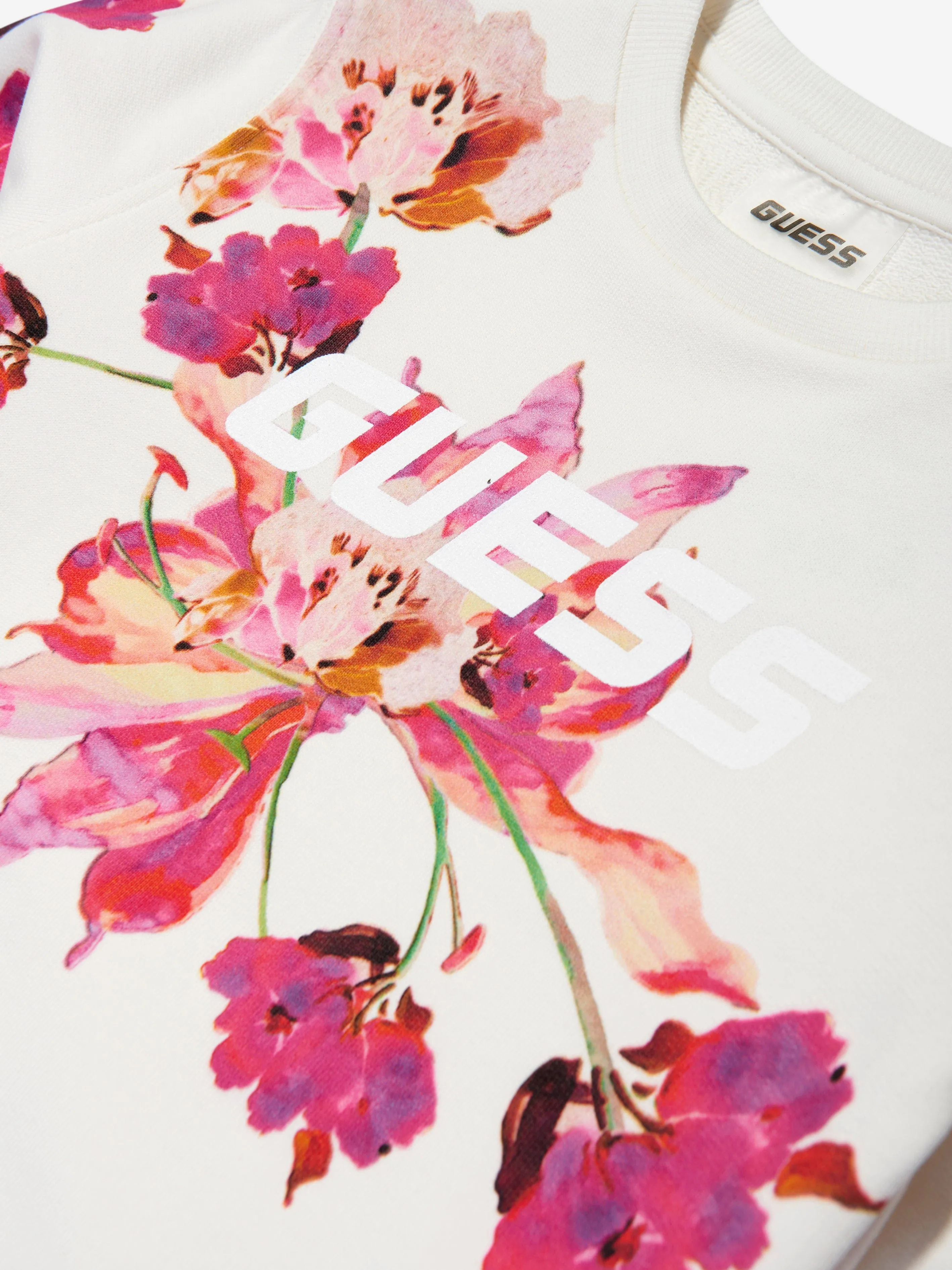 Guess - Girls Floral Sweatshirt in White | Childsplay Clothing