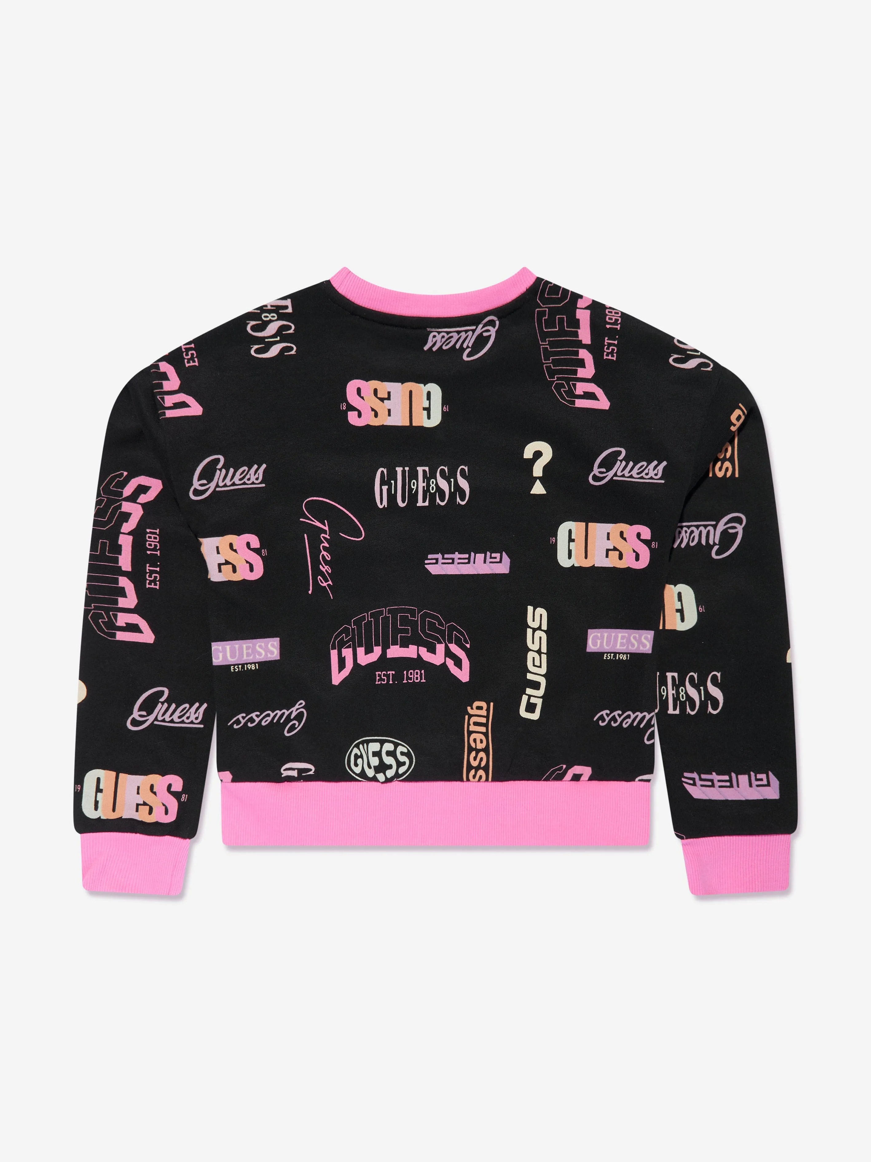 Guess - Girls Logo Print Sweatshirt in Black | Childsplay Clothing