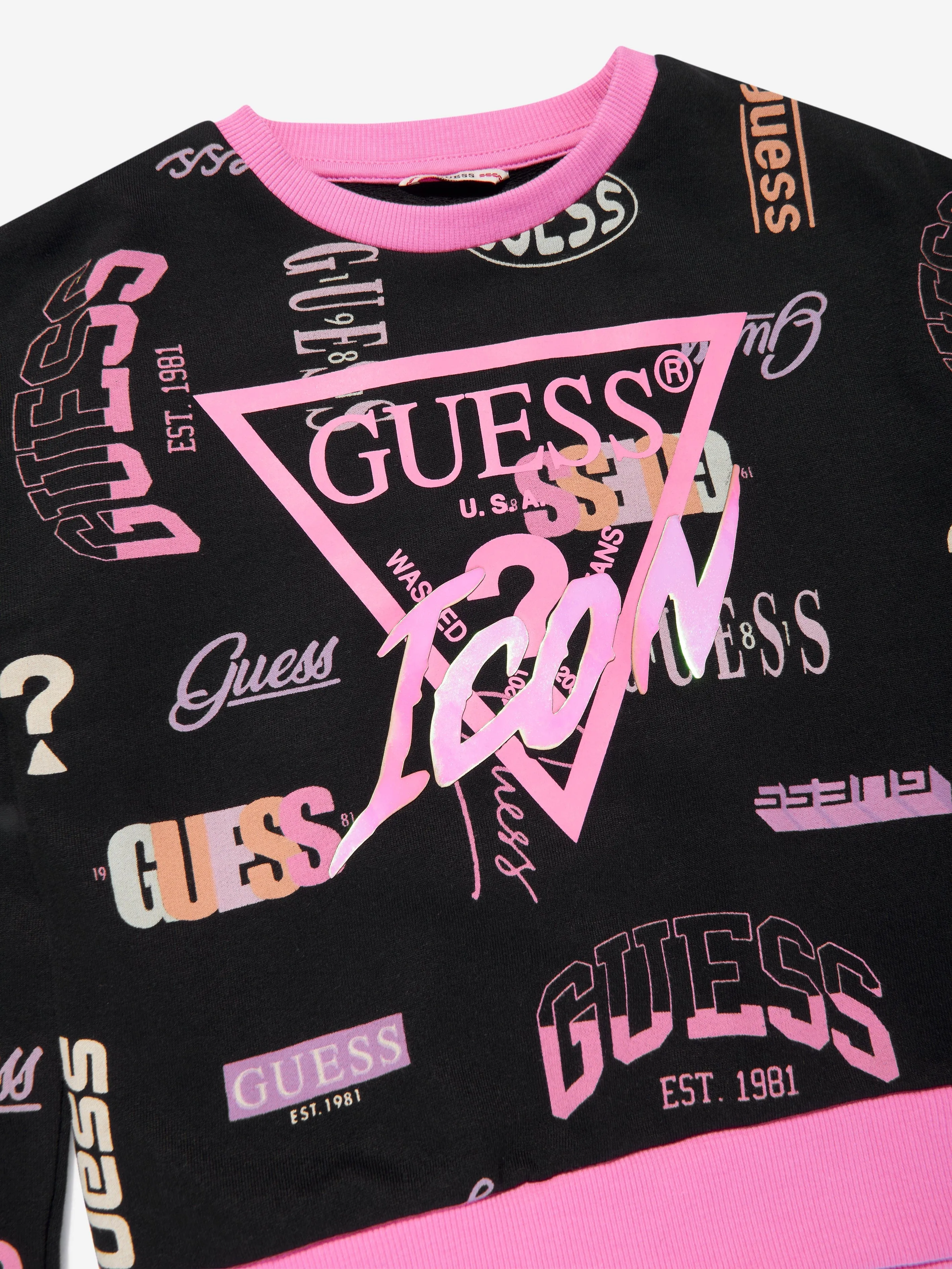 Guess - Girls Logo Print Sweatshirt in Black | Childsplay Clothing