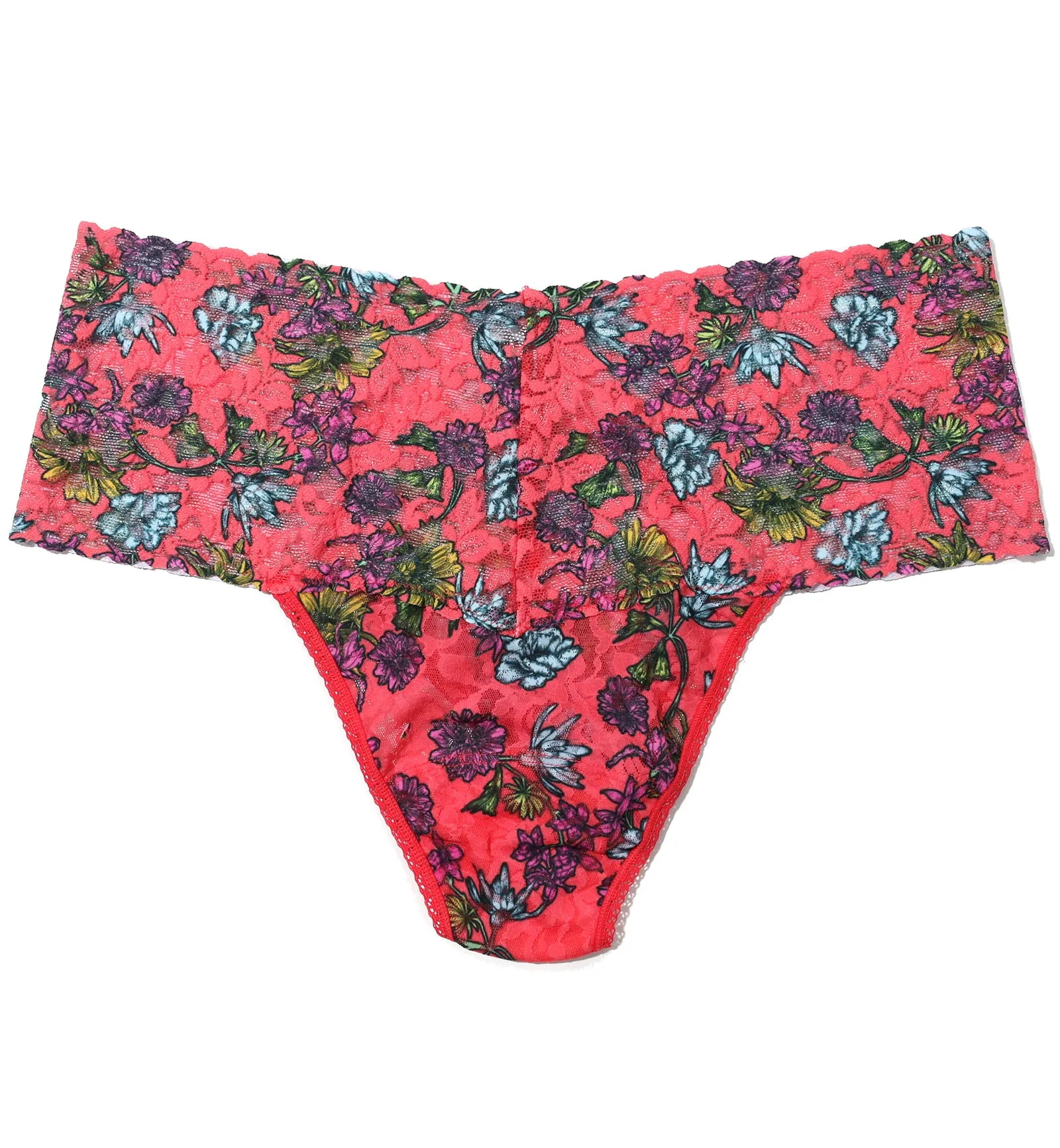 Hanky Panky Plus Size Printed Retro Lace Thong (PR9K1926X) - Wonderland Blooms