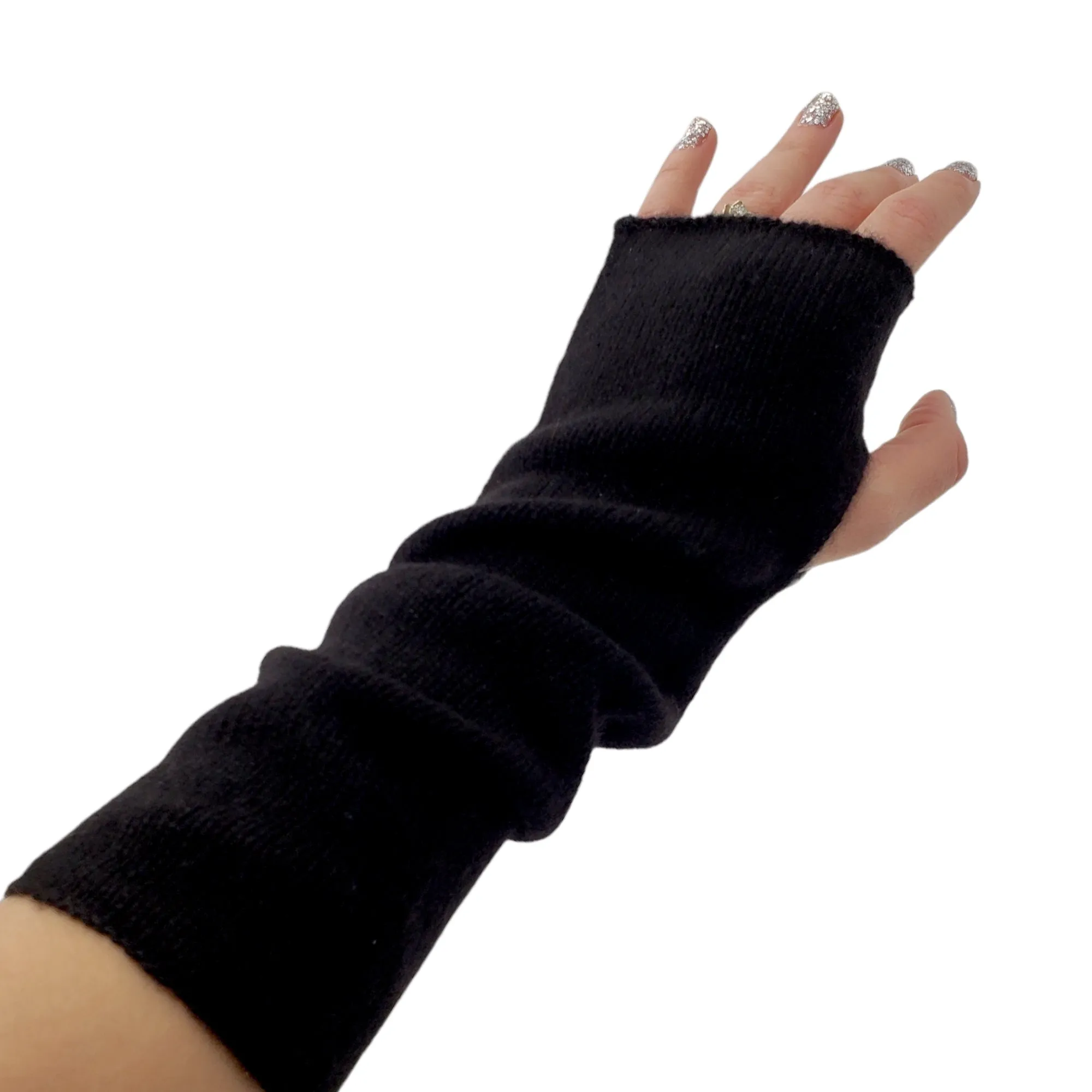 Hush Black / Grey Cashmere Fingerless Gloves