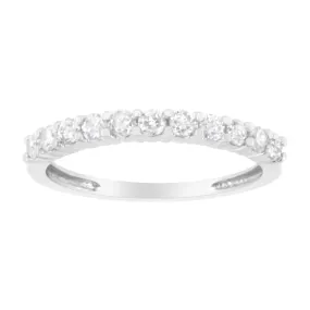 Igi Certified 1/2 Cttw Diamond 10K White Gold Prong Set Fluted Band Style Ring (I-J Color, I2-I3 Clarity) - Size 8