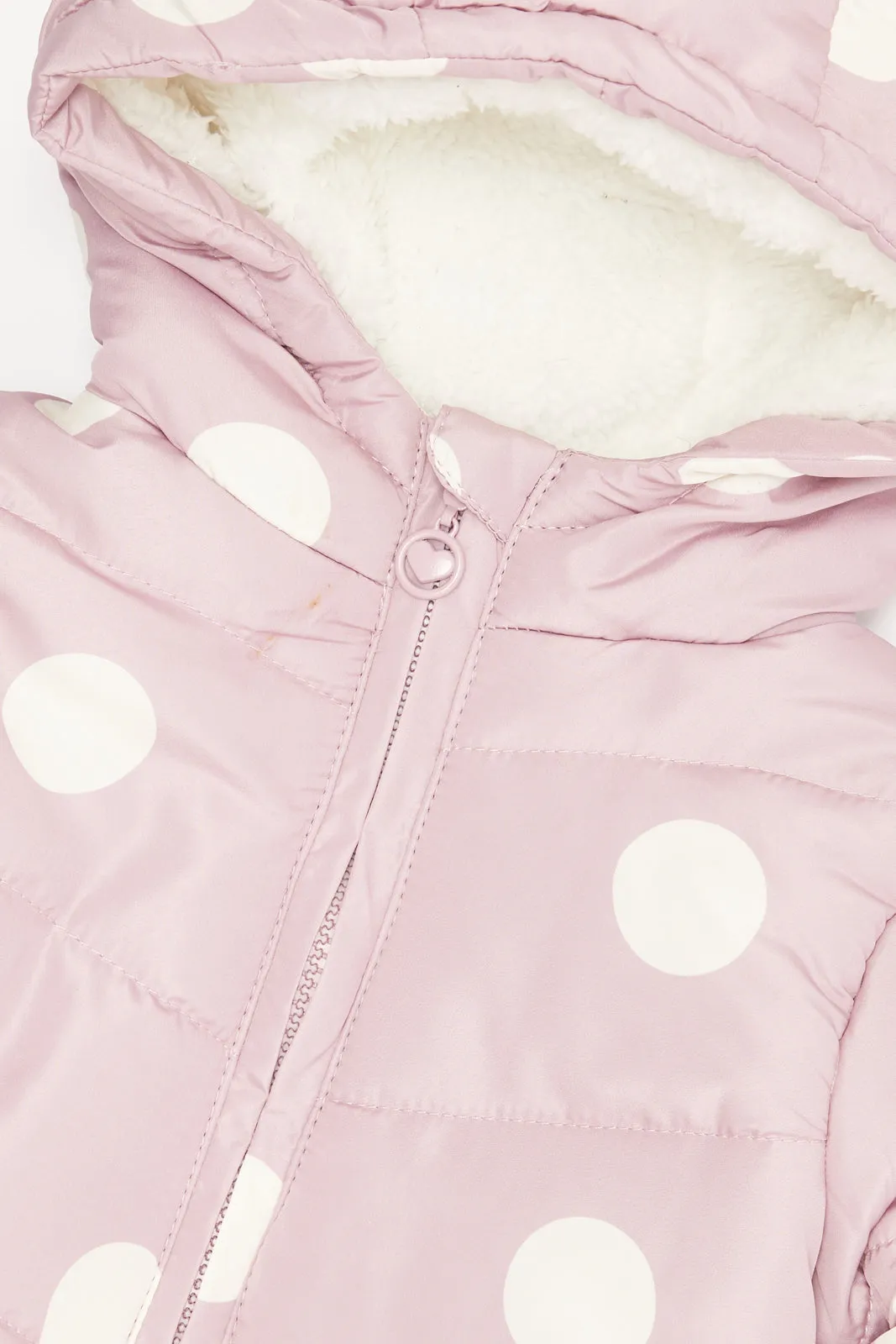 Infant Girls Pink Polka Dots  Hooded Jacket