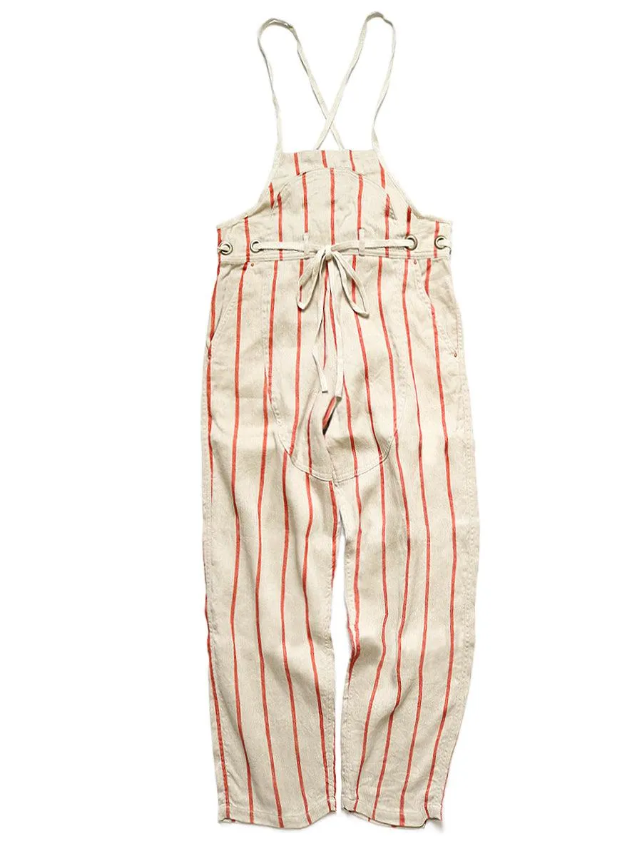 Kapital Linen Phillies Stripe Welder Overalls pants _EK-1073