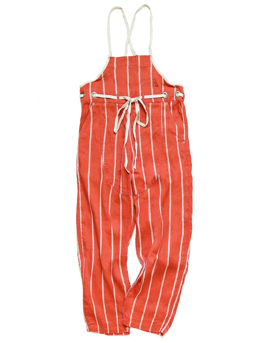 Kapital Linen Phillies Stripe Welder Overalls pants _EK-1073