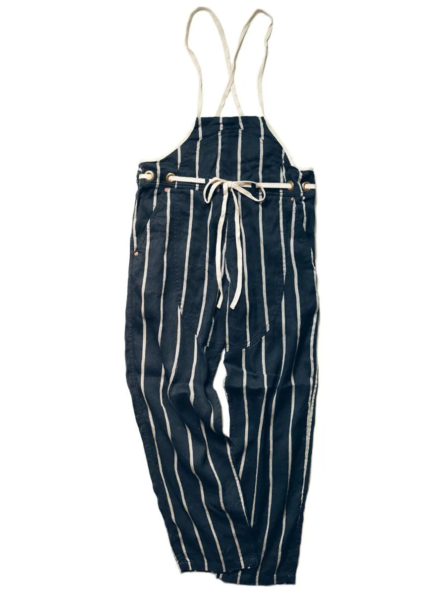 Kapital Linen Phillies Stripe Welder Overalls pants _EK-1073