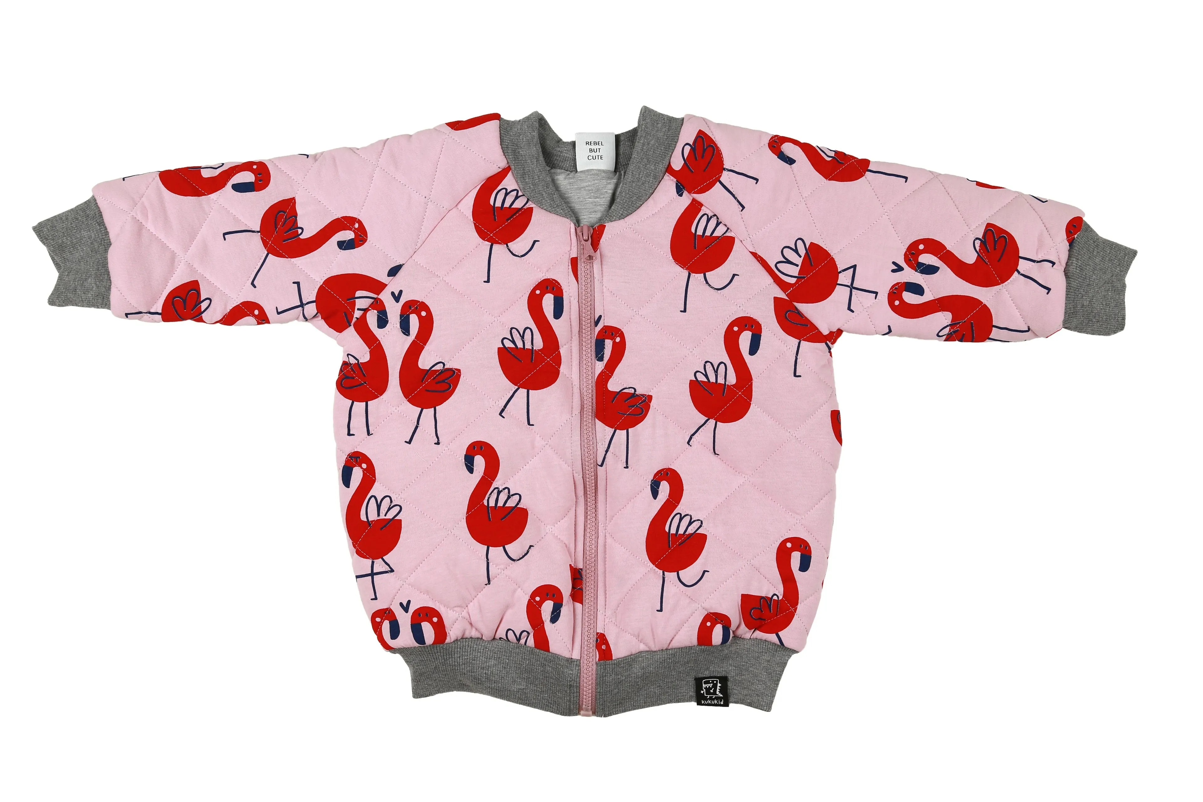 Kukukid Kids Girl Bomber Jacket - Pink Flamingos