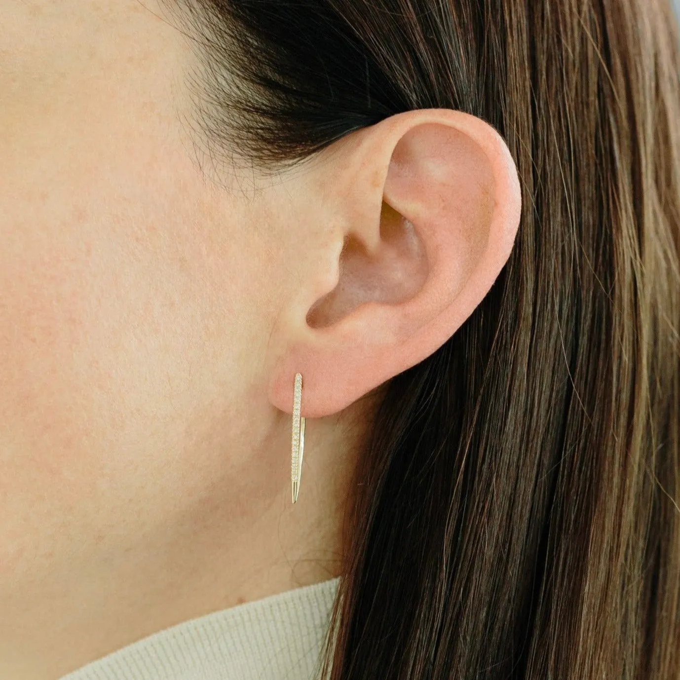 Large Classic Infinite Tusk Earring with White Pavé Diamonds