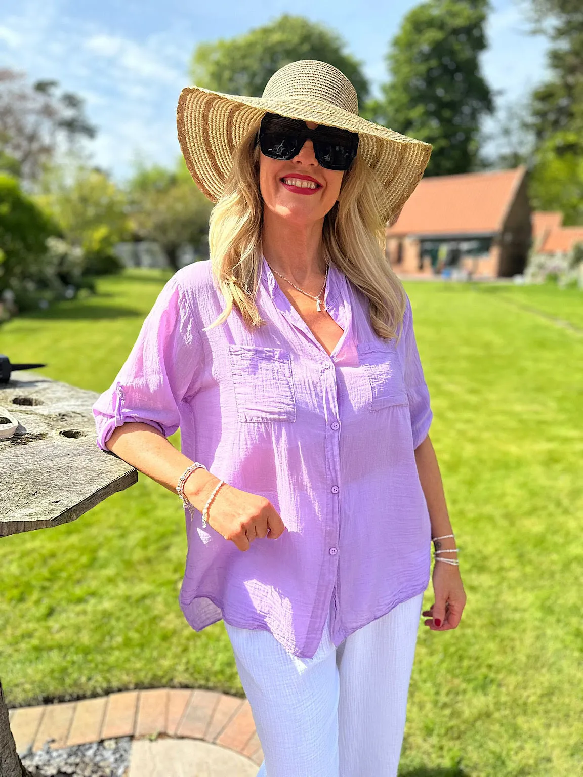 Lilac Lightweight Top Pocket Shirt Hannah