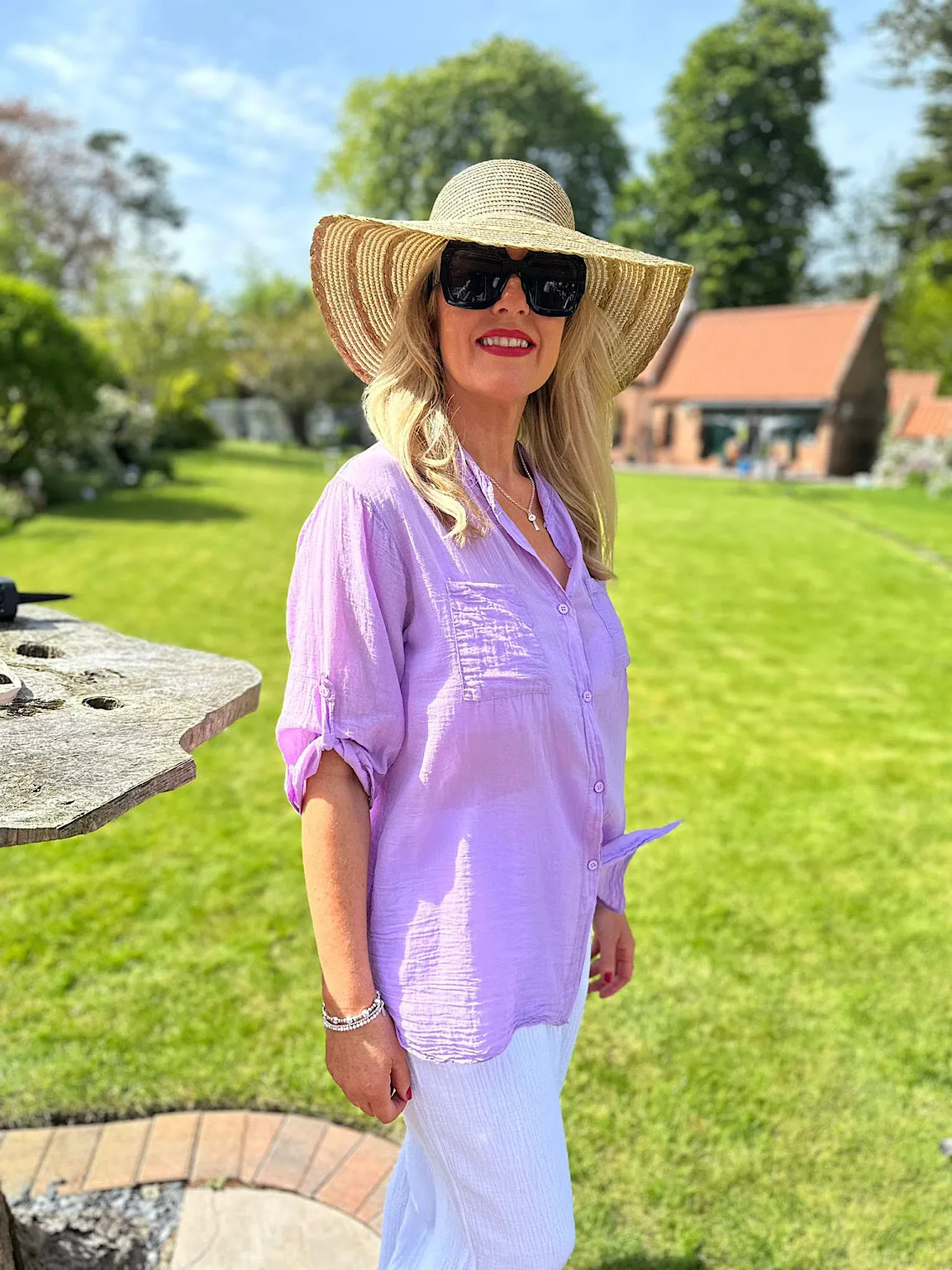 Lilac Lightweight Top Pocket Shirt Hannah