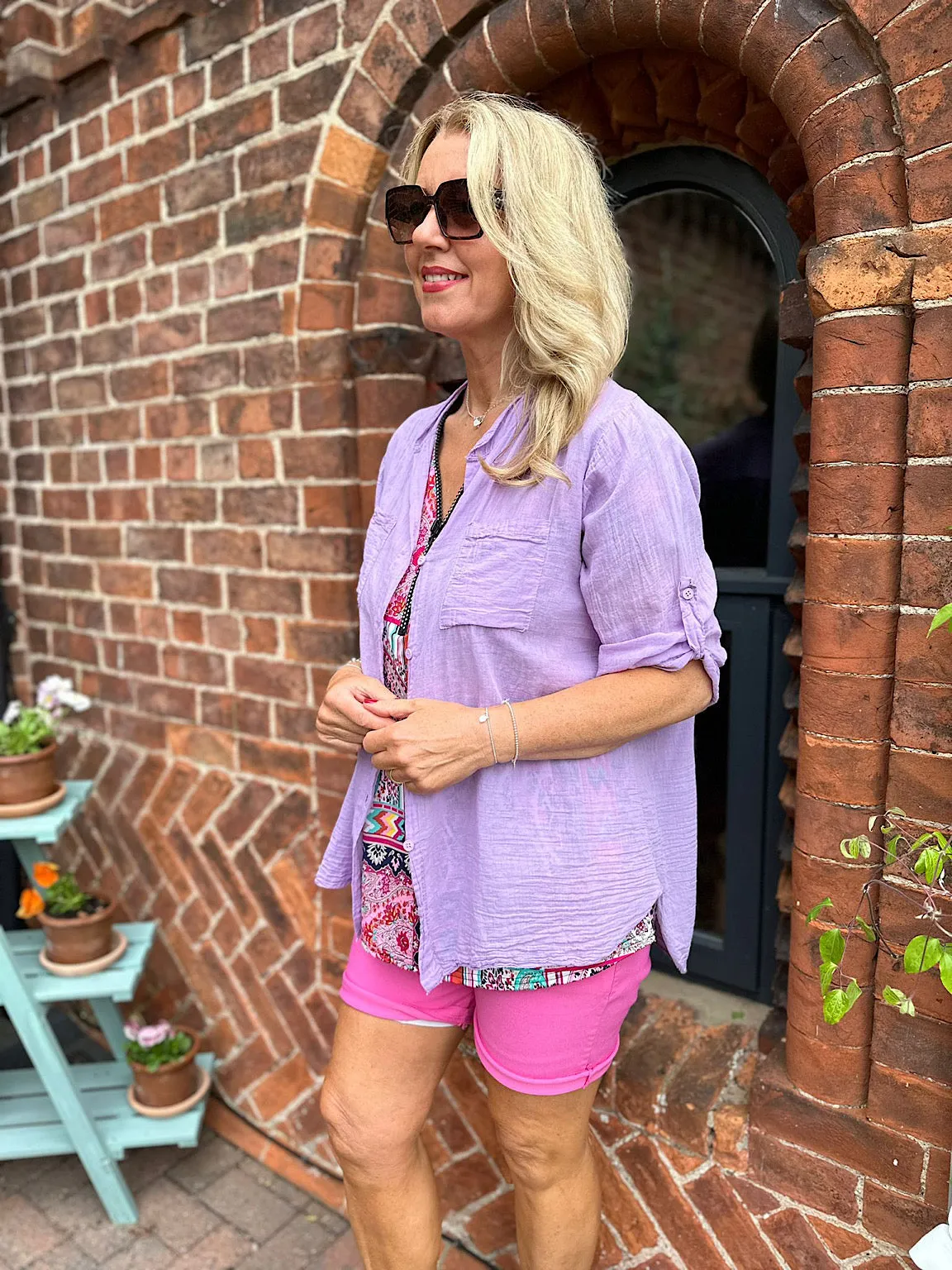 Lilac Lightweight Top Pocket Shirt Hannah