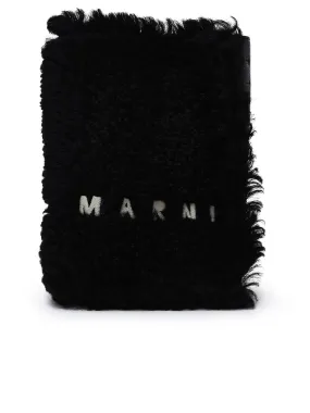 Marni Logo Embroidered Shearling Crossbody Bag