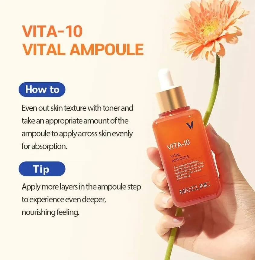 MAXCLINIC VITA-10 Vital Ampoule 100ml skin reviving Care Skintone Moisture