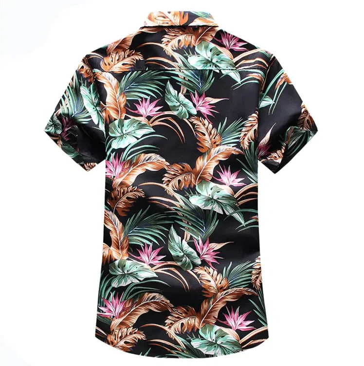 Men's Polyester Multicolor Slim Fit Casual Short Sleeve Beachwear Shirt