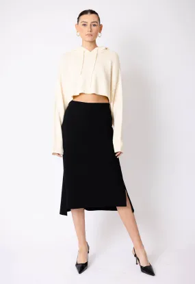 Mermaid Slit Midi Skirt in Black