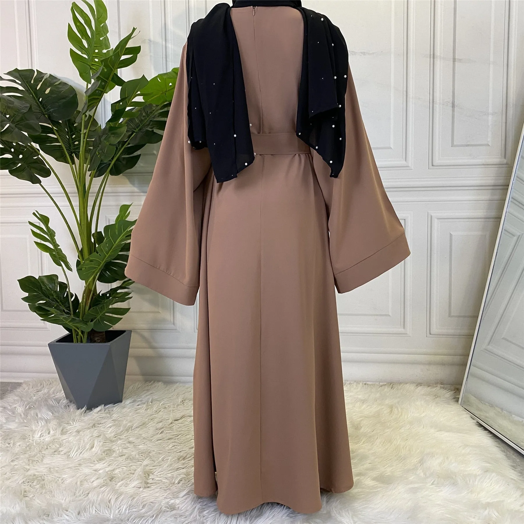 Muslim Fashion Hijab Long Dresses Women With Sashes Islamic Clothing