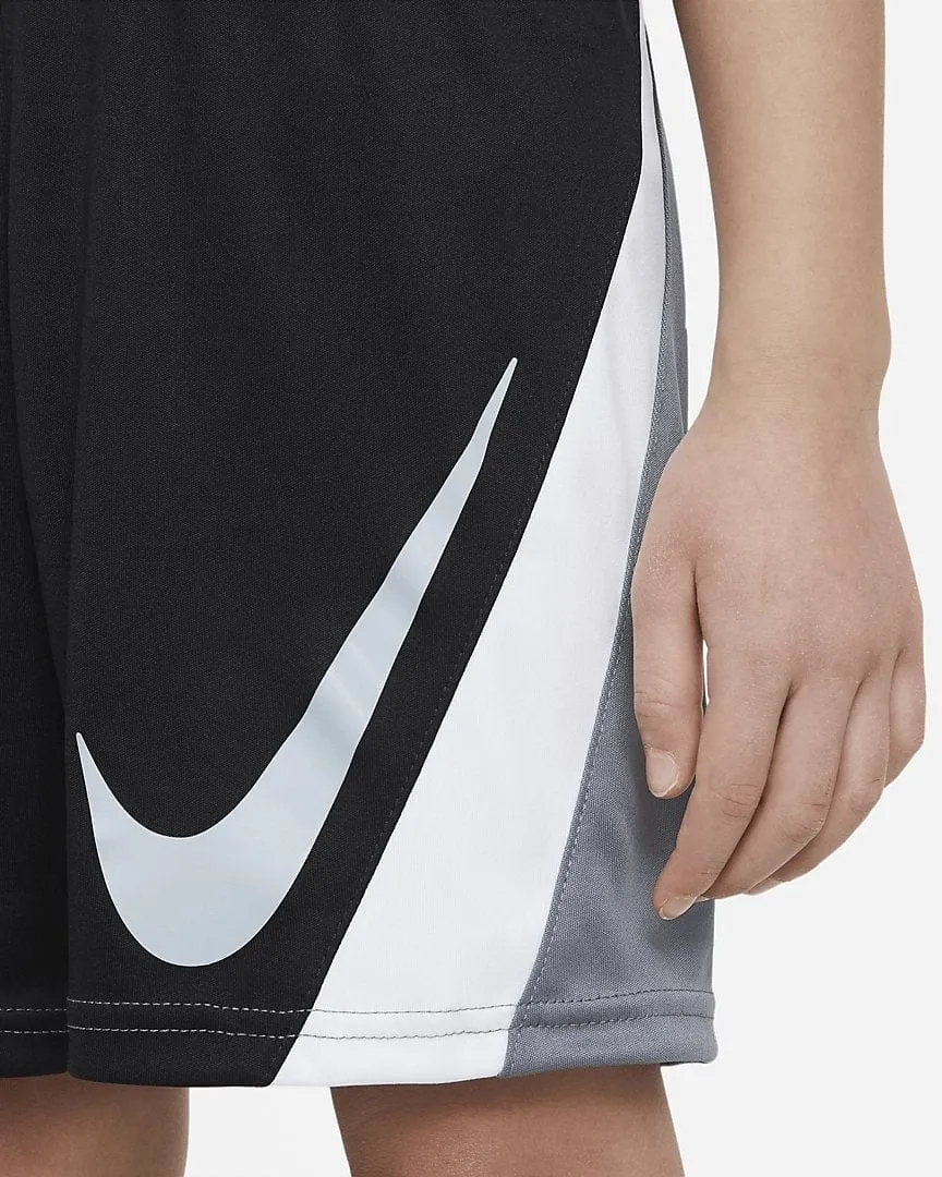 NIKE JUNIOR DRI-FIT COLOURBLOCK BLACK/GREY SHORTS