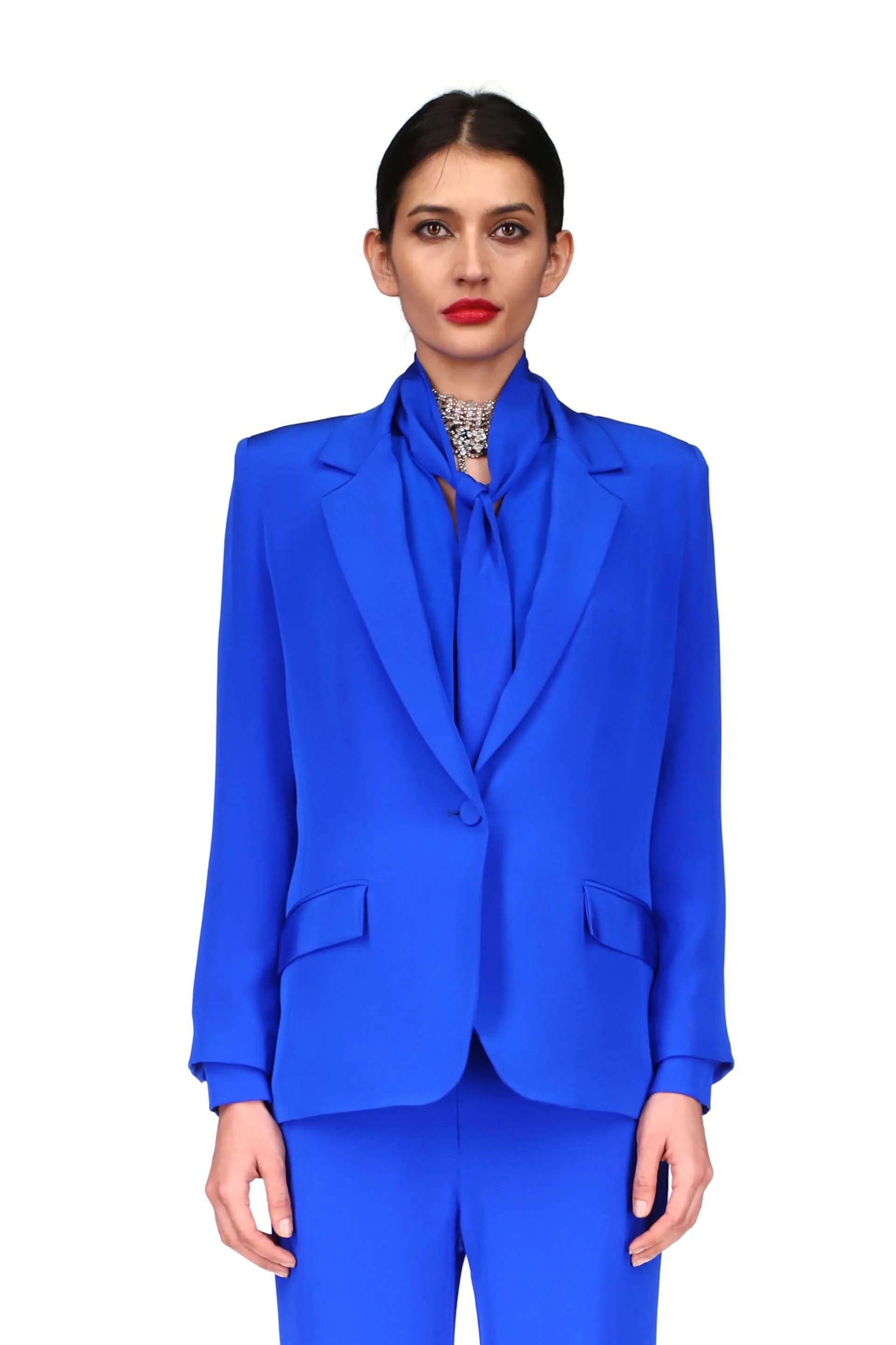 'OVERSATURATED SILKS' BLUE LONG JACKET