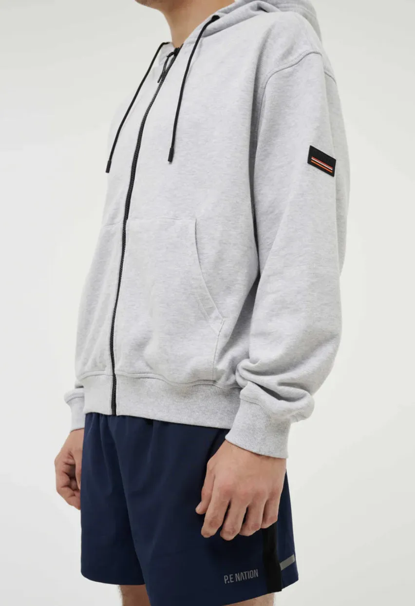 PE NATION - Fortitude Zip Thru Hoodie - Grey Marl