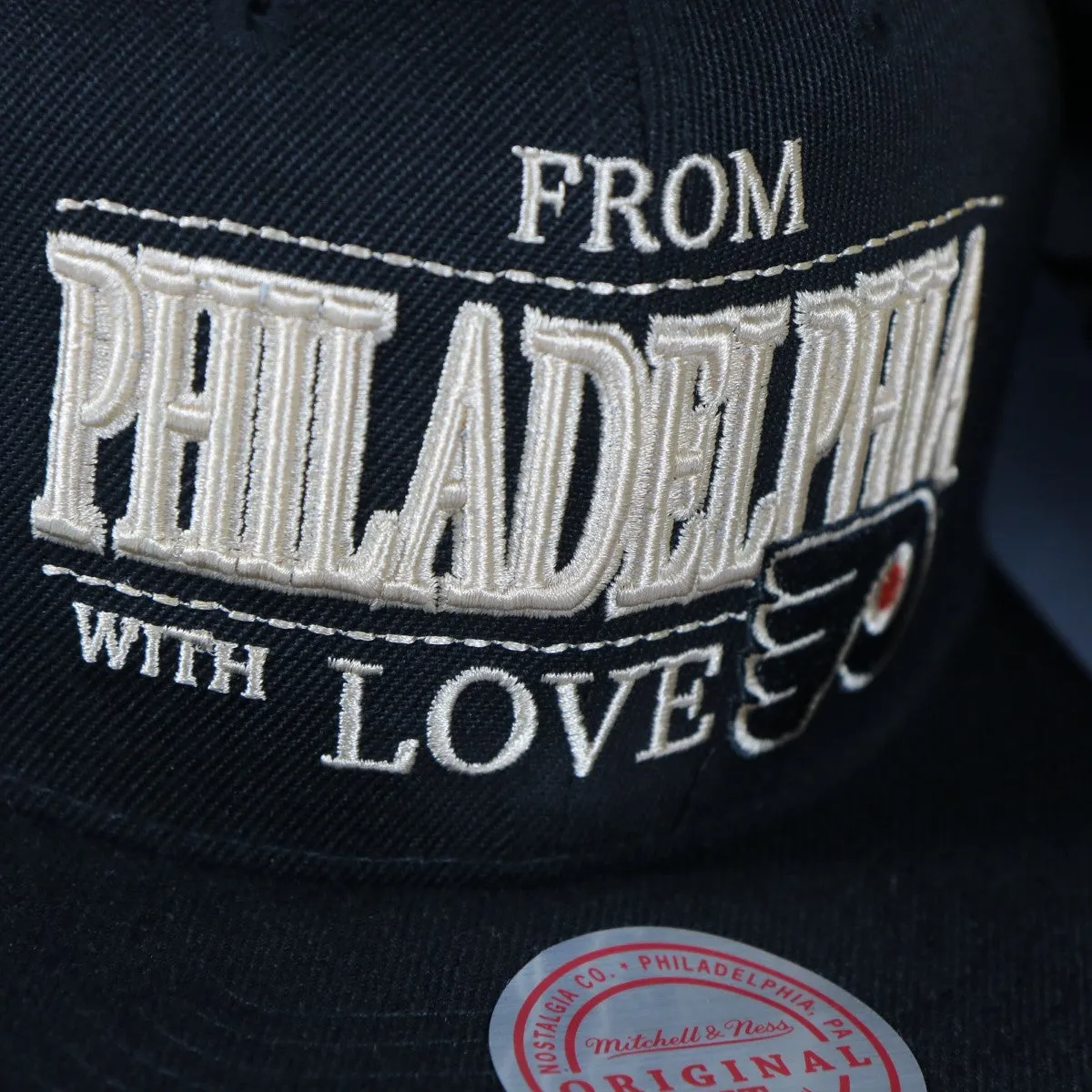 Philadelphia Flyers With Love 25th Anniversary Side Patch Cream Bottom | Black Snapback Hat