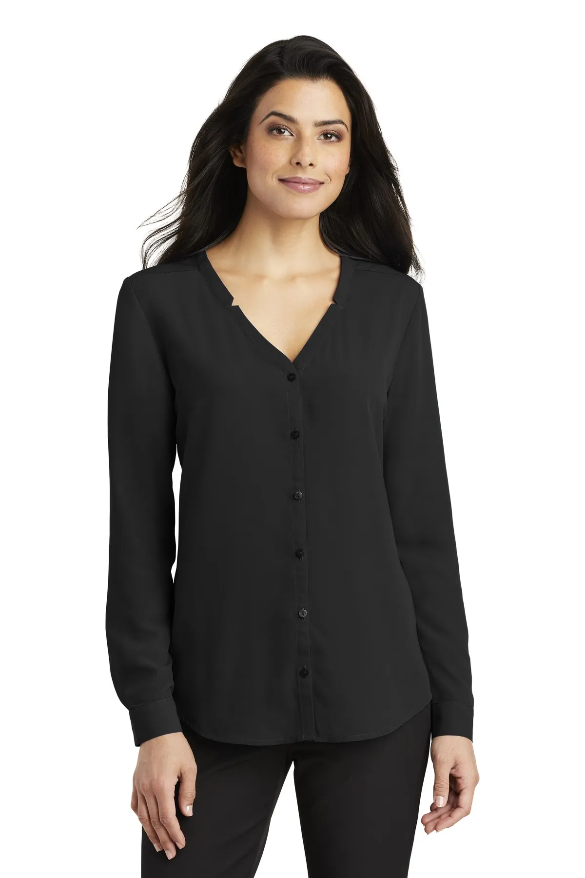 Port Authority Clothing LW700 Port Authority Ladies Long Sleeve Button-Front Blouse SKU: LW700