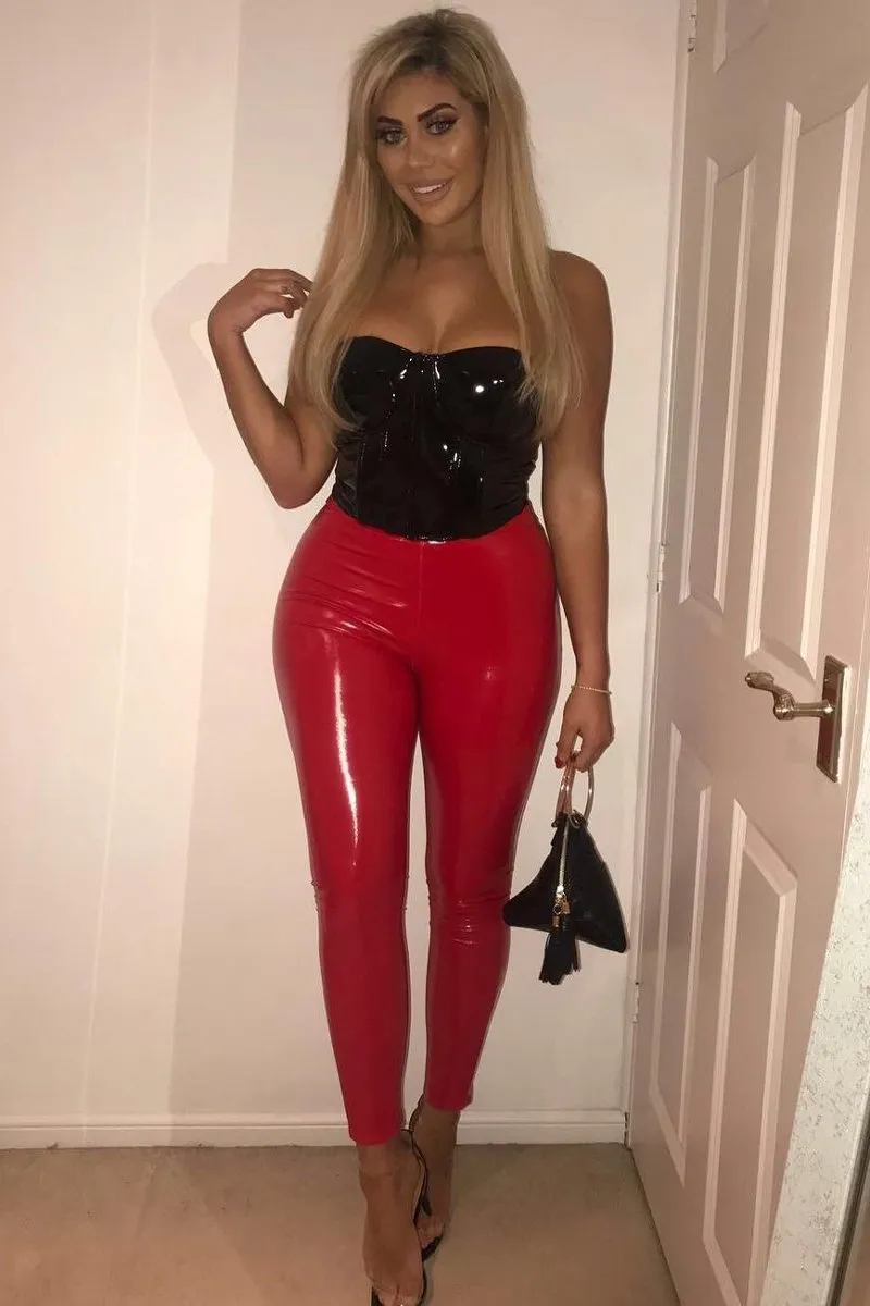 Red Shiny Vinyl PU Leggings - Rio