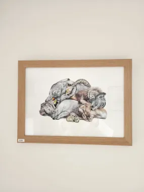 SALE - Framed 'Safari Sleepers' print, A3