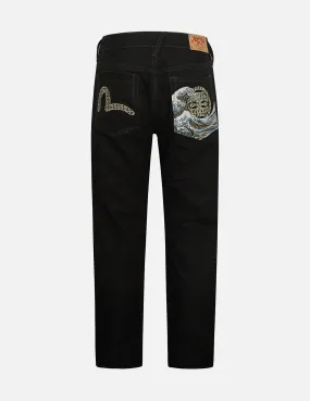 Seagull and The Great Wave Embroidery Taper Pants