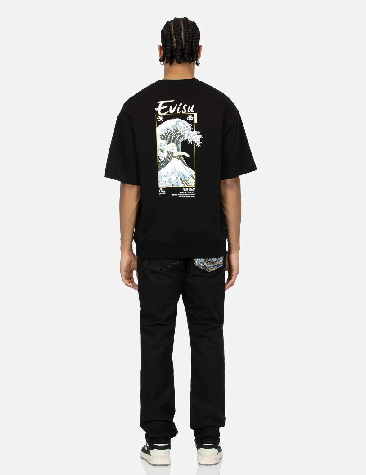 Seagull and The Great Wave Embroidery Taper Pants