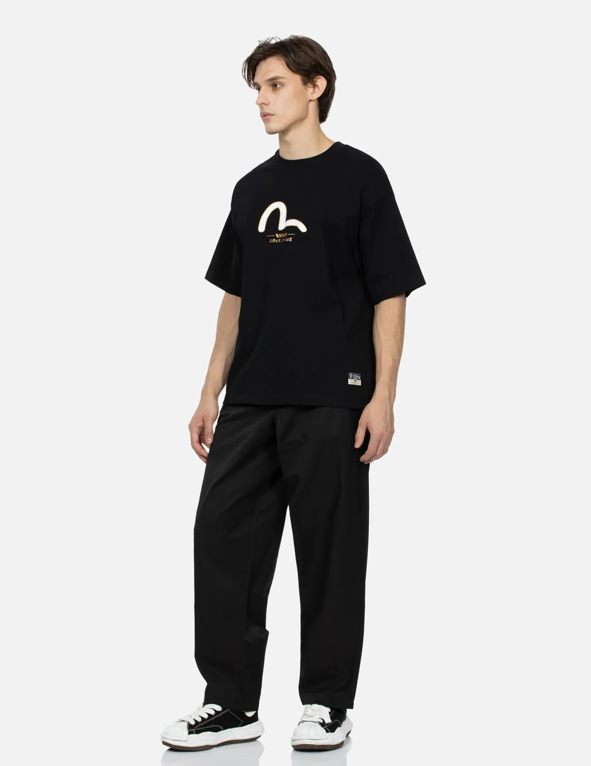 Seagull Embroidery Baggy Pants